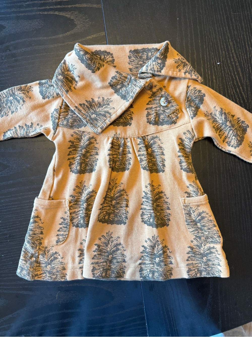 kate quinn Tan Jacket with Gray Pine Print